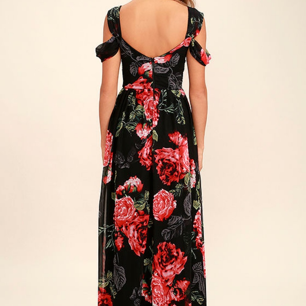 Lulus Black Floral Print Maxi Dress - Picture 4 of 8